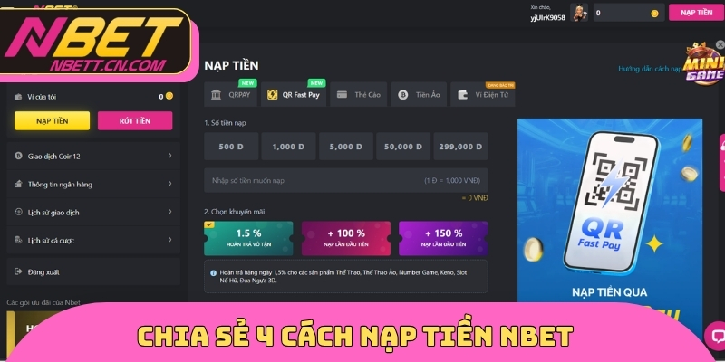 Chia sẻ 4 cách nạp tiền NBET