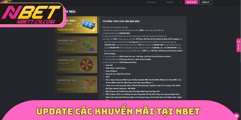 Update các khuyến mãi tại Nbet